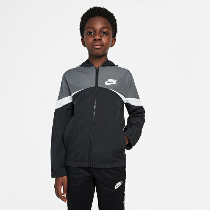ジュニア ウィンドブレーカー キッズ 130-160cm 子供服/ナイキ NIKE YTH NSW ウーブン フーディ ジャケット/スポーツウェア 男の子 女の子 子ども アウター 上着 ウインドブレイカー/DD8701-010のサムネイル