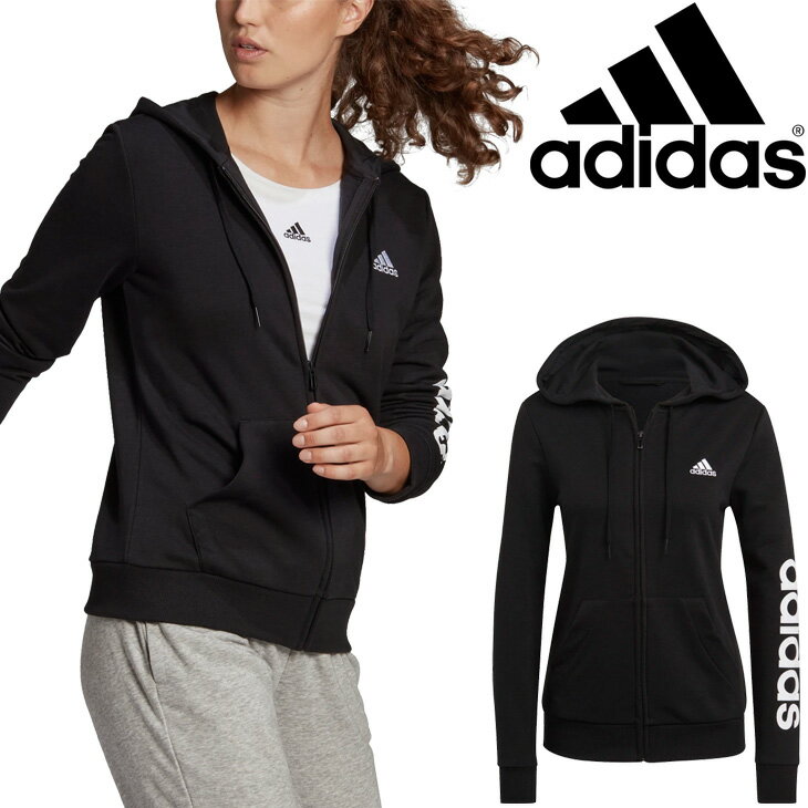 スウェット フルジップパーカー レディース/アディダス adidas W ESS LIN スウェットジャケット/スポーツウェア 裏毛スエット フィットネス 女性 普段使い トレーナー アウター/28863【a20Qpd】のサムネイル