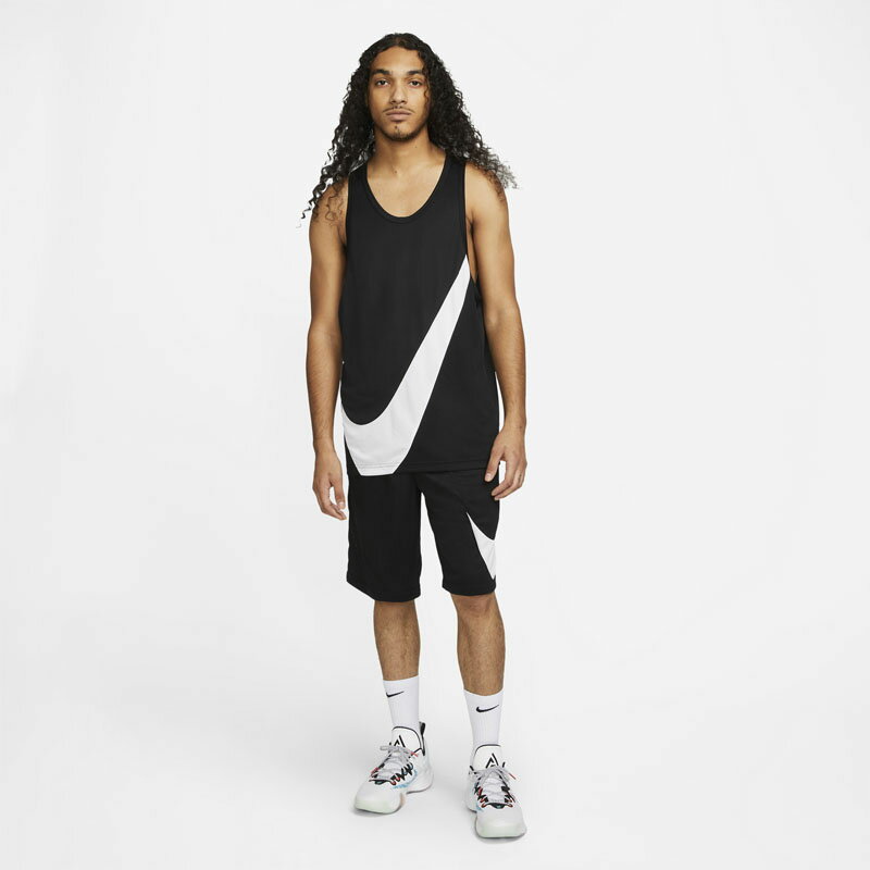 送料無料 ナイキ タンクトップ ハーフパンツ 上下 メンズ セットアップ NIKE Dri-FIT バスケットボール スポーツウェア 練習 男性 ビッグロゴ 黒 ブラック バスケシャツ バスパン 上下組/DH6764-DH7133-013