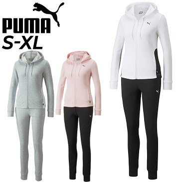 【全品P5倍★9月1日限定】スウェット 上下 レディース セットアップ/プーマ PUMA CLASSIC フーデッドジャケット ロングパンツ/スポーツウェア 上下組 スエット 女性 スリムフィット フィットネス ジム トレーニングスーツ 普段使い/849579