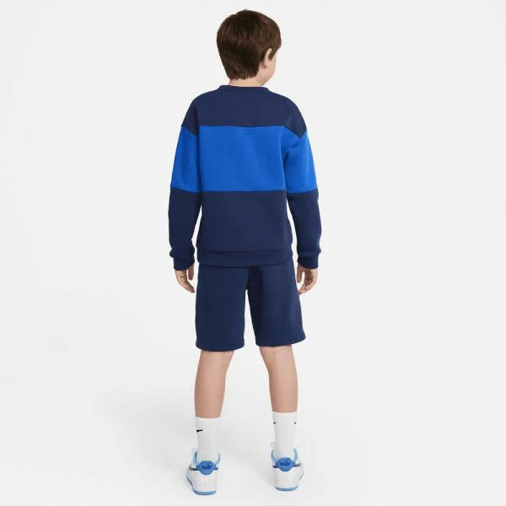 送料無料 キッズ スウェット 上下 130-160cm 子供服/ナイキ NIKE 長袖トレーナー ハーフパンツ セットアップ/子ども 男の子 運動 普段着 スエット 上下組 男児 小学生/DO6789-410