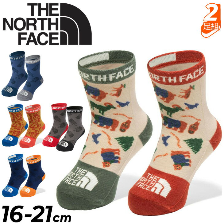 ノースフェイス キッズ 靴下 2足組 くつ下 16-21.0cm 子ども用/THE NORTH FACE プリント 2P ショートクルー/子ども 男の子 女の子 ジュニア 子供 抗菌防臭 アウトドア カジュアル くつした プレゼント ギフト/NNJ82050