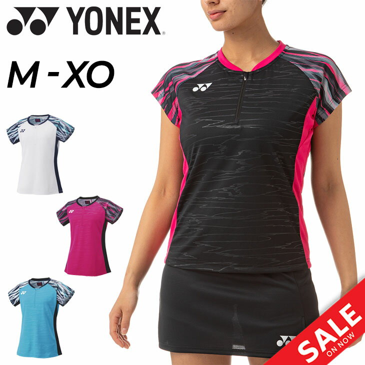 送料無料 半袖シャツ ハーフジップ レディース ヨネックス YONEX ゲームシャツ/バドミントン テニス ソフトテニス 女性 涼感 ドライ 吸汗速乾 UVカット スポーツウェア トップス/20636