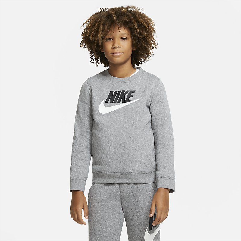 キッズ トレーナー 長袖 130-160cm 子供服 ナイキ NIKE/スポーツウェア 裏起毛 保温 スウェットシャツ デイリー/子ども グレー ロゴ スエット 秋冬 トップス/CV9297-092のサムネイル