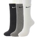 【全P5倍★7月5日限定】ナイキ ソックス 3足セット 靴下 メンズ レディース ジュニア NIKE 3P エブリデイ クッション クルーソックス 3足組 スポーツ トレーニング 通学 スクール ジム 運動 無地 ワンポイント 普段使い SX7664-964