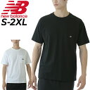 ニューバランス Tシャツ メンズ ニューバランス 半袖 Tシャツ メンズ NEWBALANCE Essentials ポケットT スポーツ カジュアル ウェア 男性 ワンポイント ポケT クルーネック ブラック ホワイト 黒 白 トップス/MT31542