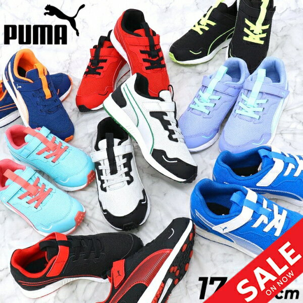 送料無料 プーマ スニーカー キッズ ジュニア シューズ PUMA スピードモンスター V4/子供靴 17-24cm カジュアル スポーツ 通学 小学生 こども 子ども ゴム紐 ベルクロ 面ファスナー くつ/378908