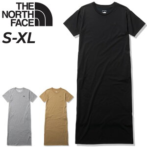 送料無料 ノースフェイス ワンピース 半袖 レディース THE NORTH FACE Tシャツワンピ ドレス 無地 吸汗速乾 アウトドア デイリー タウン カジュアル ウェア 女性 トップス シンプル リラックス ルームウェア/NTW32357