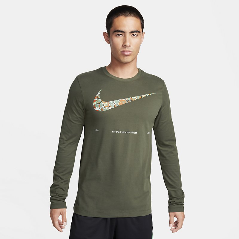 ナイキ 長袖 Tシャツ メンズ NIKE Dri-FIT フィットネスTシャツ 吸汗速乾 ドライ スポーツウェア トレーニング ランニング ロゴ プリントT メンズウェア 男性用 長袖トップス ブランド ロンT スポーツウエア スポーツアパレル/FN0836-325
