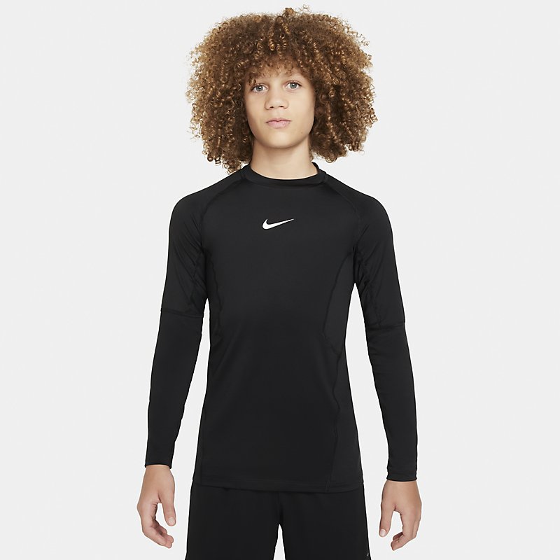 ナイキ ナイキ キッズ インナーシャツ 長袖 USサイズ NIKE PRO Dri-FIT 速乾 ドライ ジュニア 130-160cm 子ども用 吸汗速乾 アンダーウェア サッカー フットサル トレーニング スポーツウェア nike 子供服 こども 黒 ブラック ブランド アパレル/FJ6822-010【返品不可】