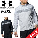 ◆ 商品詳細情報 ◆ ブランド アンダーアーマー UNDER ARMOUR 商品番号 1384814 カラー (001)ブラック (023)ディスタントグレー サイズ Sサイズ Mサイズ Lサイズ XLサイズ XXLサイズ 3XLサイズ 素材 ポリエステル100％ 原産国 中国製 ◆画像のカラーについて◆ 商品画像のカラーにつきましては、PC、モバイルなど閲覧環境等により実物のカラーと多少異なることもございます。 予めご理解のうえご注文を賜りますようお願いいたします。 ギフト対応 ※メーカー希望小売価格はメーカー商品タグに基づいて掲載しています (記載価格が税抜き価格になっている場合もございます)【アンダーアーマー UNDER ARMOUR / メンズ / ジャケット】 ◆上下セットはこちら→ [SET-UP] ◆セットが組めるボトムスはこちら→ [ウインドパンツ] ◆　商　品　説　明 ◆ □□□当店で販売しております商品はすべて【正規取扱品】です□□□ アンダーアーマー(UNDERARMOUR)から、 メンズの[ウィンドブレーカー プリント ジャケット]です。 アクティブ＆スポーティな着こなしを叶えるウインドブレーカー。 雨や雪をはじく撥水加工「ストーム」機能や、内側はメッシュ仕様により通気性、 吸汗速乾性に優れ、汗をかいても身体はドライな状態をキープ。 ・裏メッシュ仕様 ・フード付き ・両サイドにポケット ・STORM(ストーム)：撥水加工を施したファブリックが雨や雪をはじき、悪天候下でもドライで快適な状態を保つ ・フィット：ルーズ ・UAスポーツスタイル