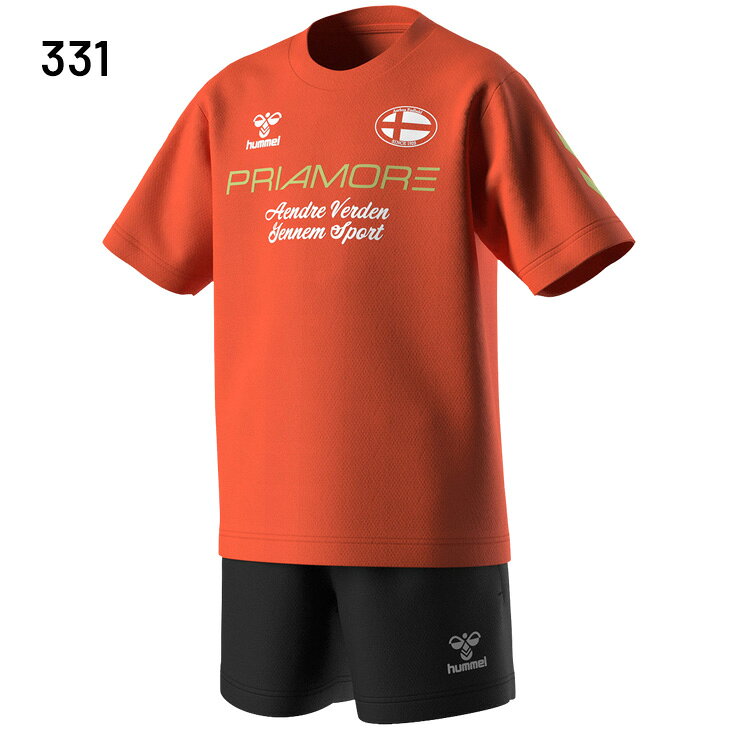 APWORLDの送料無料 ヒュンメル キッズ 半袖Tシャツ ハーフパンツ 上下 110-140cm 子供服 hummel ジュニア プリアモーレスーツ セットアップ サッカーウェア フットサル トレーニング 子ども 上下組 練習着 吸汗速乾 運動 こども スポーツウェア ブランド アパレル/HJP1214SP｜アングル3