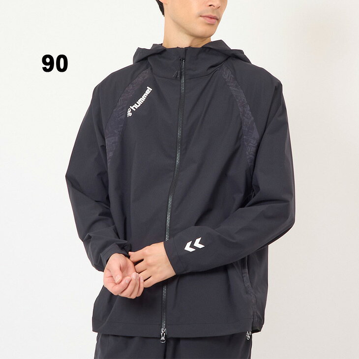 APWORLDの送料無料 ヒュンメル トレーニングジャケット 長袖 メンズ hummel ウーブンフーディ フルジップ スポーツウエア アウター 薄手 ジャージ はっ水 撥水 ストレッチ サッカー フットサル 男性 フード付きジャケット ブランド アパレル/HAW2182｜アングル3