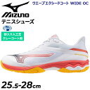 送料無料 ミズノ テニスシューズ 3E相当 メンズ ユニセックス mizuno ウエーブエクシードコート WIDE OC クレーコート用 砂入り人工芝コート 幅広ワイド ソフトテニス 硬式テニス 靴 ブランド 競技 スポーツシューズ 男女兼用シューズ くつ/61GB2518