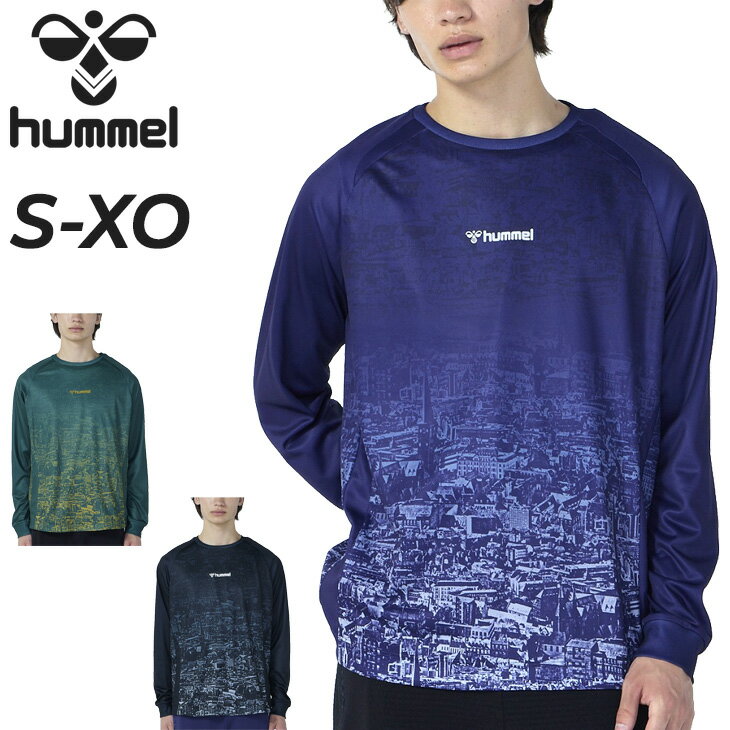 送料無料 ヒュンメル 長袖シャツ メンズ hummel プラクティスシャツ サッカーウェア フットサル 吸汗速乾 ロンT 長そで プリントTシャツ スポーツウエア トップス 男性 フットボール 服 サッカーシャツ 練習着 トレーニング ブランド アパレル スポーツTシャツ/HAP7223