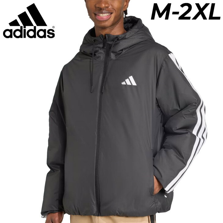 送料無料 アディダス 中綿ジャケット メンズ adidas M ESS 3S フードパデッドジャケット｜保温 防寒アウター スポーツウェア パーカージャケット スポーティ カジュアル メンズウエア ジャンバー 秋 冬 服 上着 ブランド アパレル/KLK10
