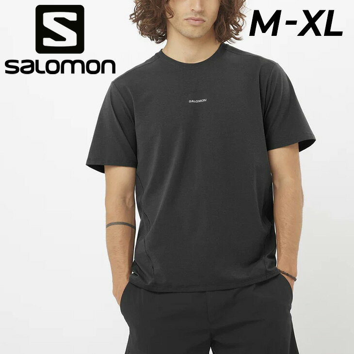 送料無料 サロモン 半袖 Tシャツ メンズ SALOMON TRACKLINE 抗菌加工 アウトドアウェア トレッキング 山歩き ハイキング トレイル 街着 タウン 普段使い ビジネスカジュアル 男性 トップス 半そで 黒T ブラック ブランド 服 春夏 メンズウエア アパレル/LC24388