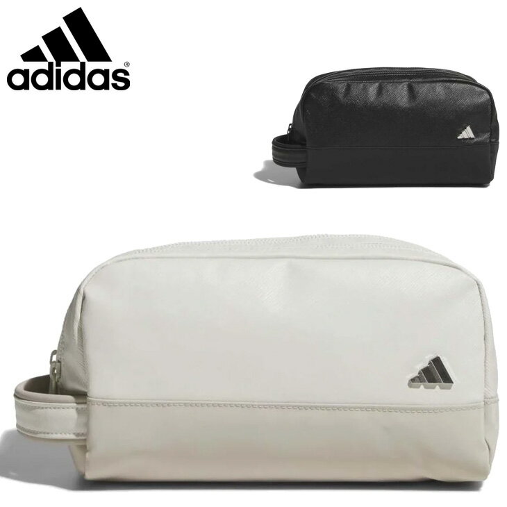 送料無料 アディダス ゴルフポーチ メンズ レディース adidas GOLF 合成皮革 メタルロゴ ジップポーチ｜ハンドルポーチ ダブルジッパー 男女兼用 鞄 小物 スマホ 貴重品 収納ポーチ ブランド ゴルフバッグ ユニセックス セカンドバッグ かばん/TL617