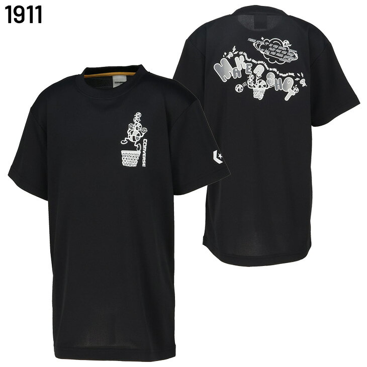 APWORLDのコンバース 半袖シャツ キッズ ジュニア 130-160cm 子供服 CONVERSE JrプリントTシャツ バスケットボール 吸汗速乾 子ども用 バスケ ミニバス 練習着 男の子 女の子 半そで トップス バスケシャツ 部活 スポーツウエア スポーツTシャツ こども ブランド アパレル/CB462353｜アングル3