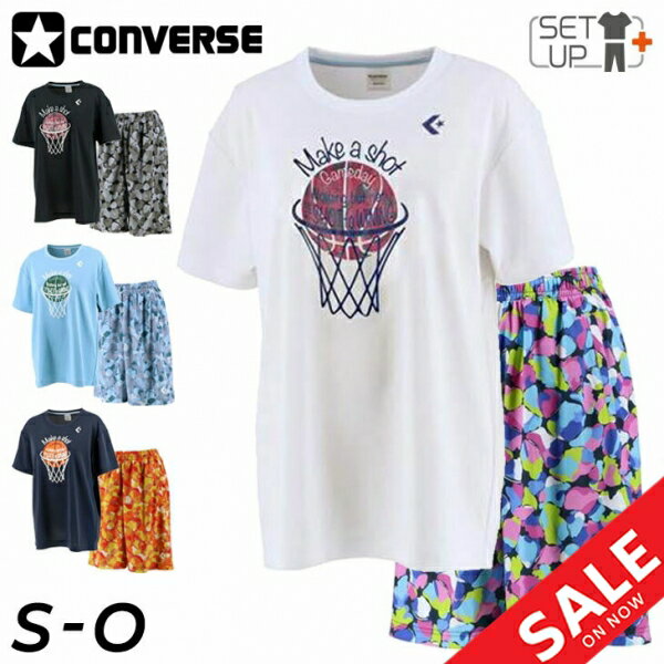 送料無料 半袖Tシャツ ハーフパンツ 上下 レディース コンバース CONVERSE バスケットボー ...