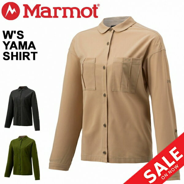 長袖 シャツ 丸襟 レディース マーモット Marmot 四角友里コラボ ヤマシャツ Yama Shirt/アウトドアウェア 女性 春夏 ストレッチ カジュアル 　シンプル トップス/TOWRJB77YY