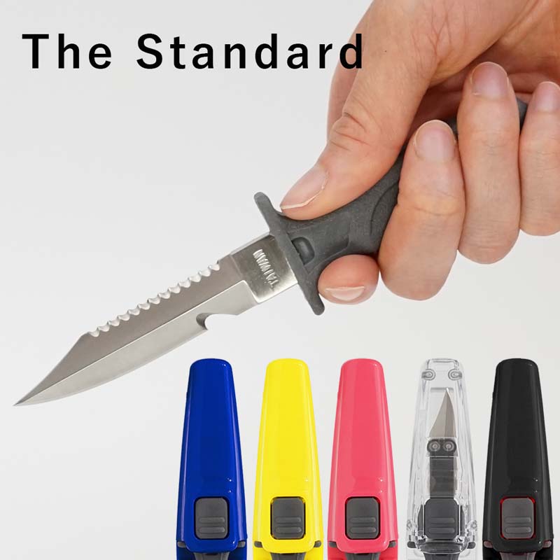 ■メーカー希望小売価格はメーカーカタログに基づいて掲載しています この商品について The Standard について… ウェイト類、ナイフ、リーフフック、指示棒やダイビングベル、 ホースやマウスピースなど、幅広くダイビングアクセサリーをラインナップ。 アクセサリーを通して、ダイビング器材のカスタマイズやスキューバダイビングの楽しみ方を 提案するダイビングアクセサリーブランドです。 ブランド The Standard (ザ・スタンダード) スペック ＜材質＞ ブレード（刃）：304ステンレス ＜特徴＞ 使いやすく収納しやすいミニナイフ▼【水中ナイフ】The Standard / スタンダード クイックリリース ダイバーナイフ 304 ステンレス製　　 ※ディスプレイの設定等により実際の商品とは色味が違って見える場合があります。