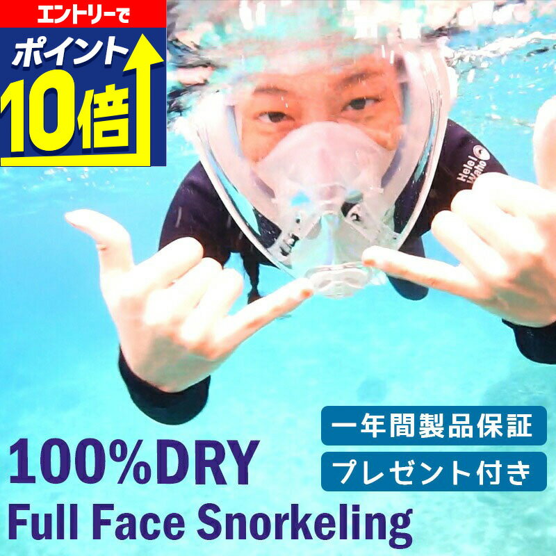【エントリーで10倍！】 ≪送料無料≫ プレゼント付き シュノーケリング マスク シュノーケル 2点 セット の機能をオールインした フルフェイスマスク HeleiWaho ヘレイワホ ALOHA フルフェイス ドライシュノーケル ゴーグル メッシュバッグ 夏休み 海水浴
