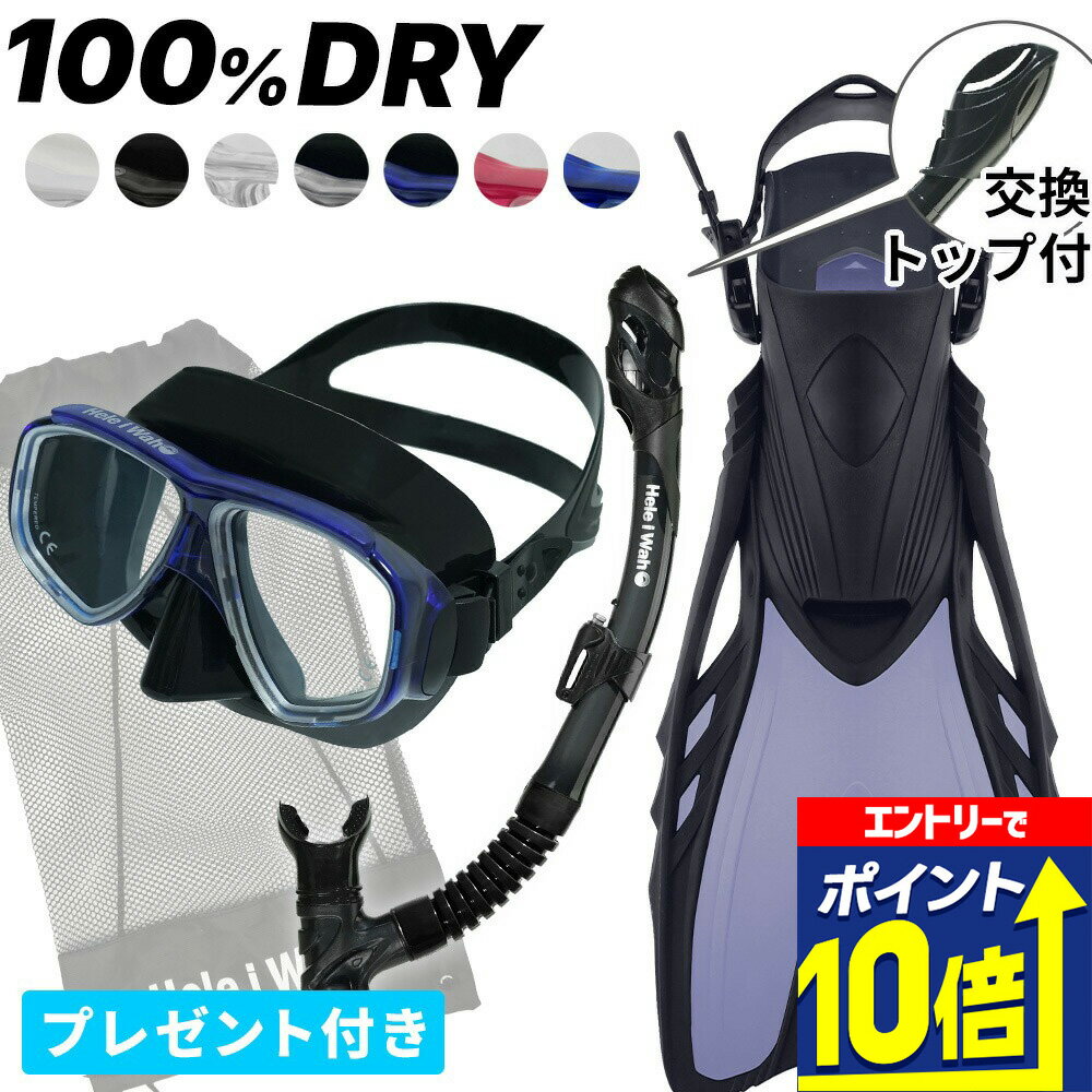 【エントリーで10倍！】 シュノーケリング セット 3点セット マスク ドライ スノーケル フィン 大人 子..
