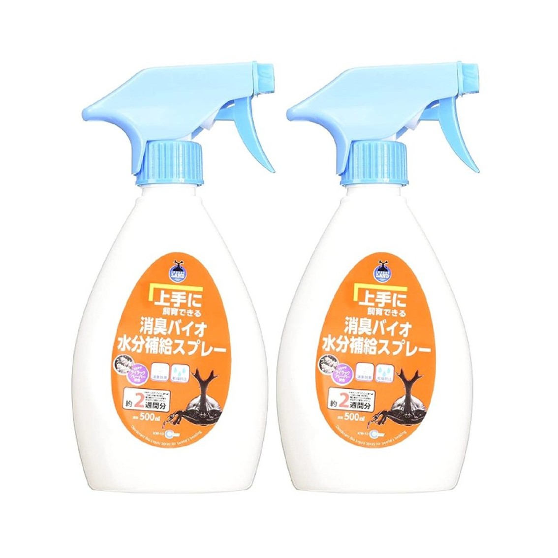 商品情報成分植物抽出物（果実由来）、除菌剤、香料内容量500ml×2本【2個セット】上手に飼育できる 消臭バイオ水分補給スプレー(500ml) お得な2本セット! ●飼育ケース内を除菌しながら、昆虫マットをしっかり水分補給！●植物由来の成分とライラックの香りでしっかりW消臭！ 5