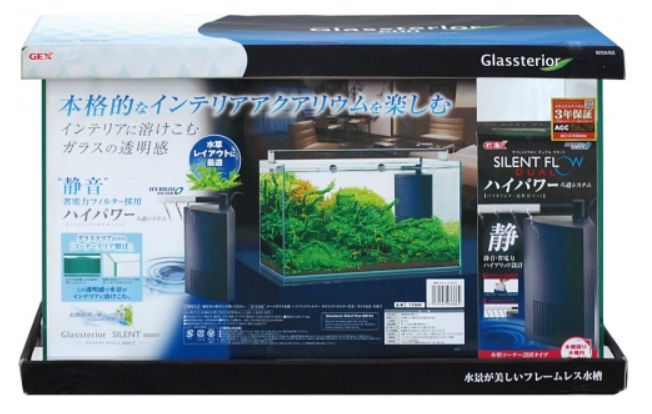 水槽＋フィルターセットグラステリアサイレント600ST（60×30×36H）57リットル＋サイレントフローデュアル　ブラック大特価！