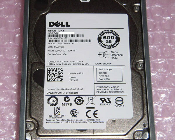 DELL 07YX58 SAS 600GB 10K 2.5インチ 中古ハードディスク(7YX58) 2