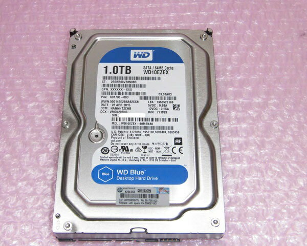 HP 691790-003 (Western Digital WD10EZEX) SATA 1TB 3.5インチ 7200rpm 中古ハードディスク