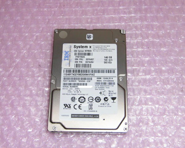 商品名 IBM 00FN457 容量 146GB サイズ 2.5インチ 規格 SAS 回転数 15krpm 状態 中古品。消去、初期化済みです。 納期について 通常ご注文頂いてから、3営業日以内の発送となります。※即日発送が可能な場合もありますので、お急ぎの場合は、別途ご相談下さい。 送料区分 ヤマト運輸　60サイズ　 保証期間 商品到着日から3ヶ月間となります中古サーバー専門店のアクアライトでは、IBM ハードディスク 00FN457 SAS 146GB 15K 2.5インチ 他、中古HDDを各種販売しております。お探しの型番が ございましたらお気軽にお問い合わせください。