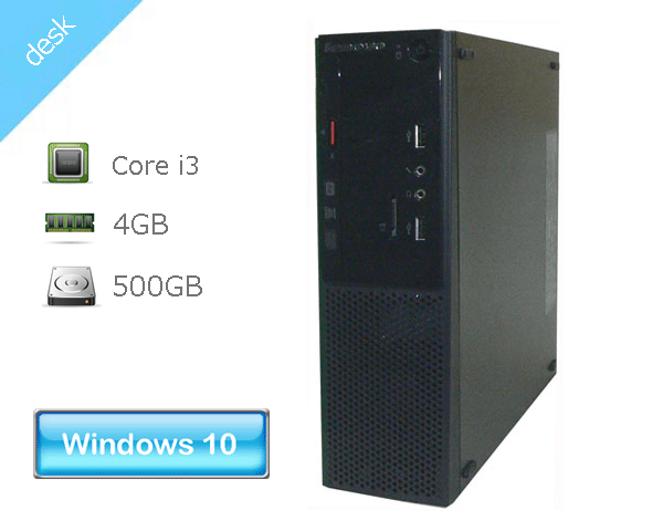商品名 Lenovo S500 Small 10HV-001JJP CPU Core i3-4170 3.7GHz メモリー 4GB HDD 500GB (SATA) 光学ドライブ DVDマルチ インターフェース USB3.0×2、USB2.0×4、VGA、DisplayPort、シリアルポート など サイズ 90×320×295mm（W×D×H）/ 重量 約4.13Kg 動作状態 Windows10 Professional (64bit) セットアップ済みです 外観 筐体に擦り傷、汚れが多少あります 付属品 電源コードのみ ※上記以外の付属品は一切ありません ※Officeソフトの付属はありません 納期について 通常ご注文頂いてから、3営業日以内の発送となります。※即日発送が可能な場合もありますので、お急ぎの場合は、別途ご相談下さい。 送料区分 ヤマト運輸 120サイズ 保証期間 商品到着日から1ヶ月間となります 領収書について 領収書の発行が可能です。詳細はこちらから ※又、帳票類の発行が可能です。 　・見積書・請求書のご依頼はこちらから 　・納品書等のご要望は　ご注文時に備考欄へ　ご記載ください。Windows10 Pro 64bit Lenovo S500 Small 10HV-001JJP Core i3-4170 3.7GHz メモリ 4GB HDD 500GB (SATA) DVDマルチ 中古パソコン デスクトップ 本体のみ 他、中古デスクトップパソコンを各種販売しております。お探しの仕様・型番がございましたらお気軽にお問い合わせください。