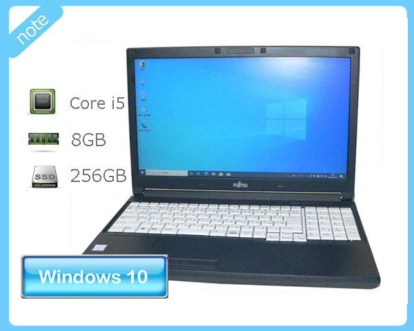 Windows10 Pro 64bit xm LIFEBOOK A577/SX (FMVA26018P) 7 Core i5-7300U 2.6GHz  8GB SSD 256GB DVD}` eL[ HDMI Bluetooth 15.6C`