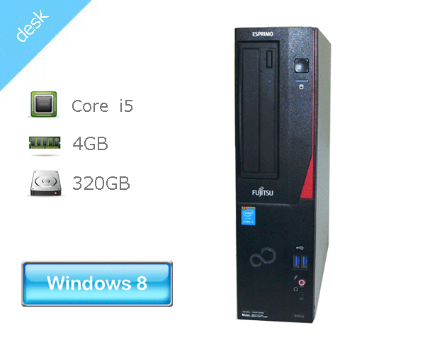 Windows8.1 Pro 64bit 富士通 ESPRIMO D583/J (FMVD10009) Core i5-4590 3.3GHz メモリ 4GB HDD 320GB(SATA) DVD-ROM 外観難あり(側面に落ちないテープ跡)