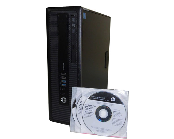 リカバリー付き(Windows7 Pro 64bit/32bit+Windows8.1 Pro 64bit) HP ProDesk 600 G1 SF (L1R14PT#ABJ) Core i3-4160 3.6GHz メモリ 4GB HDD 500GB(SATA) DVD-ROM 中古パソコン デスクトップ
