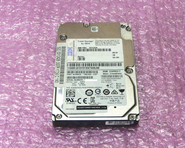 IBM 00Y2428 SAS 300GB 15K 6Gb 2.5インチ 中古ハードディスク