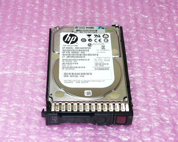 HP 605832-002 (MM1000FBFVR) SAS 1TB 7.2K 2.5インチ 中古ハードディスク