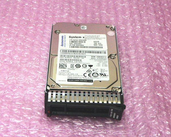 Lenovo 00WG661 SAS 300GB 15K 12Gb 2.5インチ 中古ハードディスク