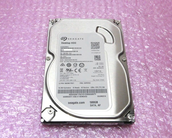 Lenovo 00PC550 SATA 500GB 3.5インチ 中古ハードディスク