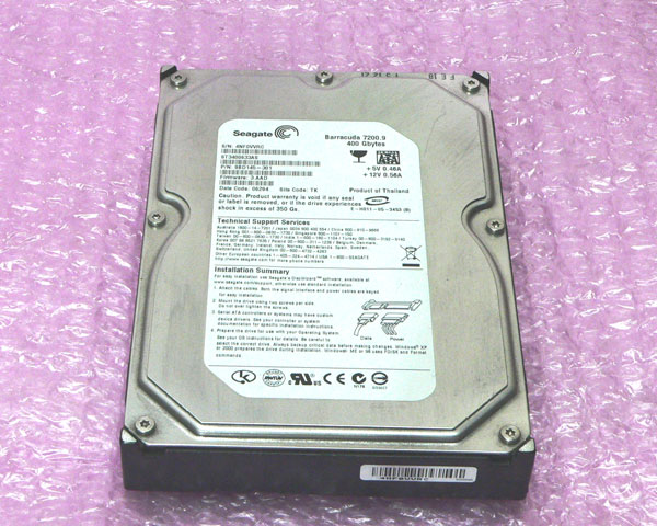 Seagate ST3400633AS SATA 400GB 7200RPM 3.5インチ 中古ハードディスク