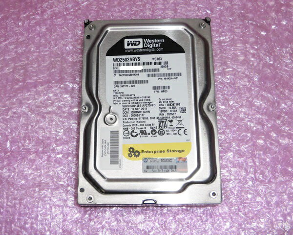 HP 484429-001 (WD WD2502ABYS) SATA 250GB 3.5インチ 中古ハードディスク