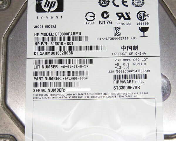 HP 516810-001 EF0300FARMU SAS 15K 300GB 中古ハードディスク 豊富な品