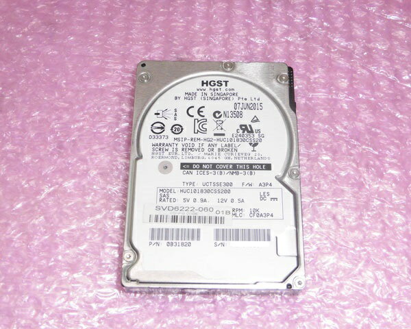 商品名 HGST HUC101830CSS200 容量 300GB サイズ 2.5インチ 規格 SAS 回転数 10krpm 状態 中古品。消去、初期化済みです。 納期について 通常ご注文頂いてから、3営業日以内の発送となります。※即日発送が可能な場合もありますので、お急ぎの場合は、別途ご相談下さい。 送料区分 ヤマト運輸　60サイズ　 保証期間 商品到着日から3ヶ月間となります中古サーバー専門店のアクアライトでは、HGST HUC101830CSS200 SAS 300GB 10K 2.5インチ 他、中古ハードディスクを各種販売しております。お探しの型番がございましたらお気軽にお問い合わせください。