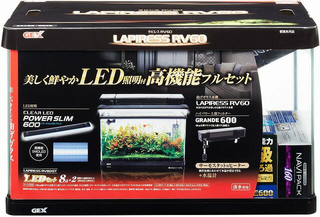 商品説明特長 玄人に人気の曲げガラス水槽セットに 人気のLEDライト (クリアLED POWER SLIM 600 ブラック)をセット! 更にフィルターはろ過能力の 高いグランデ600Rを採用! 水容量 約56L セット内容 ガラス水槽、LEDライト、 上部式フィルター、 電子サーモスタット付きヒーター、 水温計、ガラスフタ、カルキぬき、 水質調整剤 対応商品 グランデマット-P 砂量目安 約5〜10kg セット時の重量 約72kg以上 ガラス厚 5mm サイズ 約幅60×奥行30×高さ36cm注意 モニターの発色の具合によって実際のものと色が異なる場合があります。