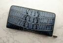 【プレゼントキャンペーン中】クロコダイル 長財布 メンズ レディース ラウンドファスナー ブルーブラック(4)