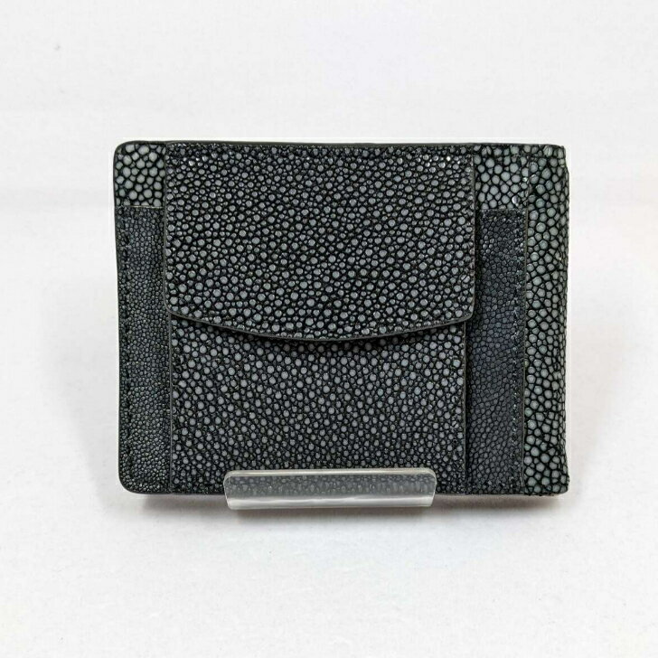 スティングレイ 二つ折り財布 SMC1 ブラック｜黒 エイ革 エイ皮 ガルーシャ マネークリップ ショートウォレット レザー 本革 メンズ レディース