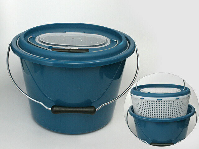 活かしアジバケツ 10L パステルブルー 内かご付 釣り