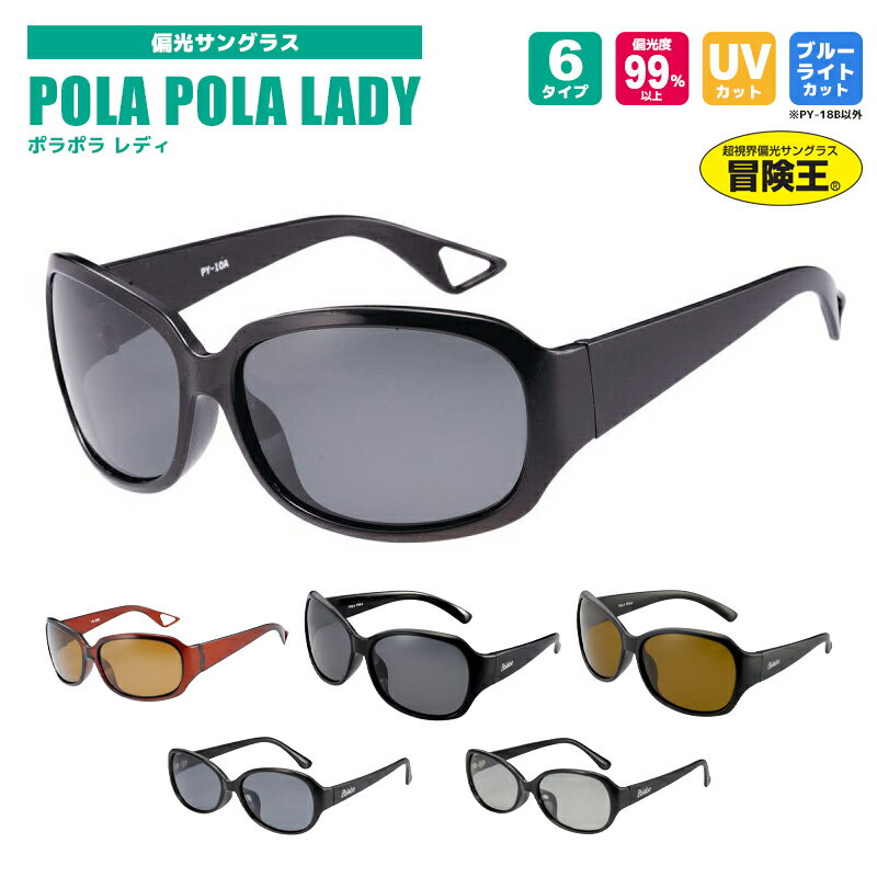 偏光サングラス 冒険王 偏光サングラス POLA POLA LADY ポラポラレディ 偏光度99%以上 UVカット ソフト布袋+メガネ拭き付 視泉堂